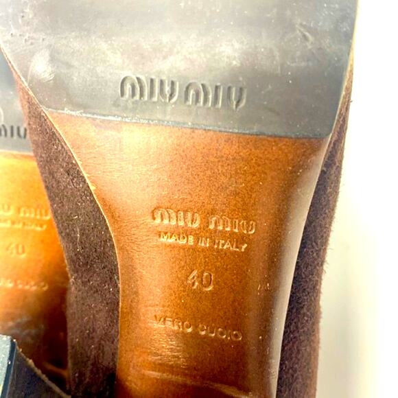 MIU MIU Chocolate Brown Suede Pumps Heels - Picture 11 of 11